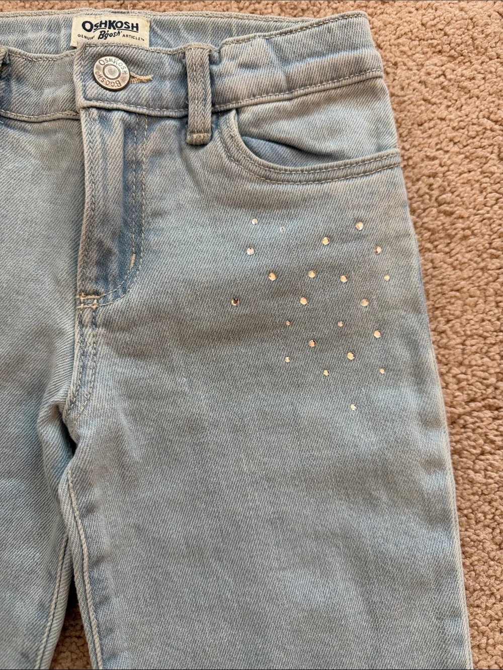 OshKosh B'gosh Light Blue Skinny Jeans with Pearl Studs